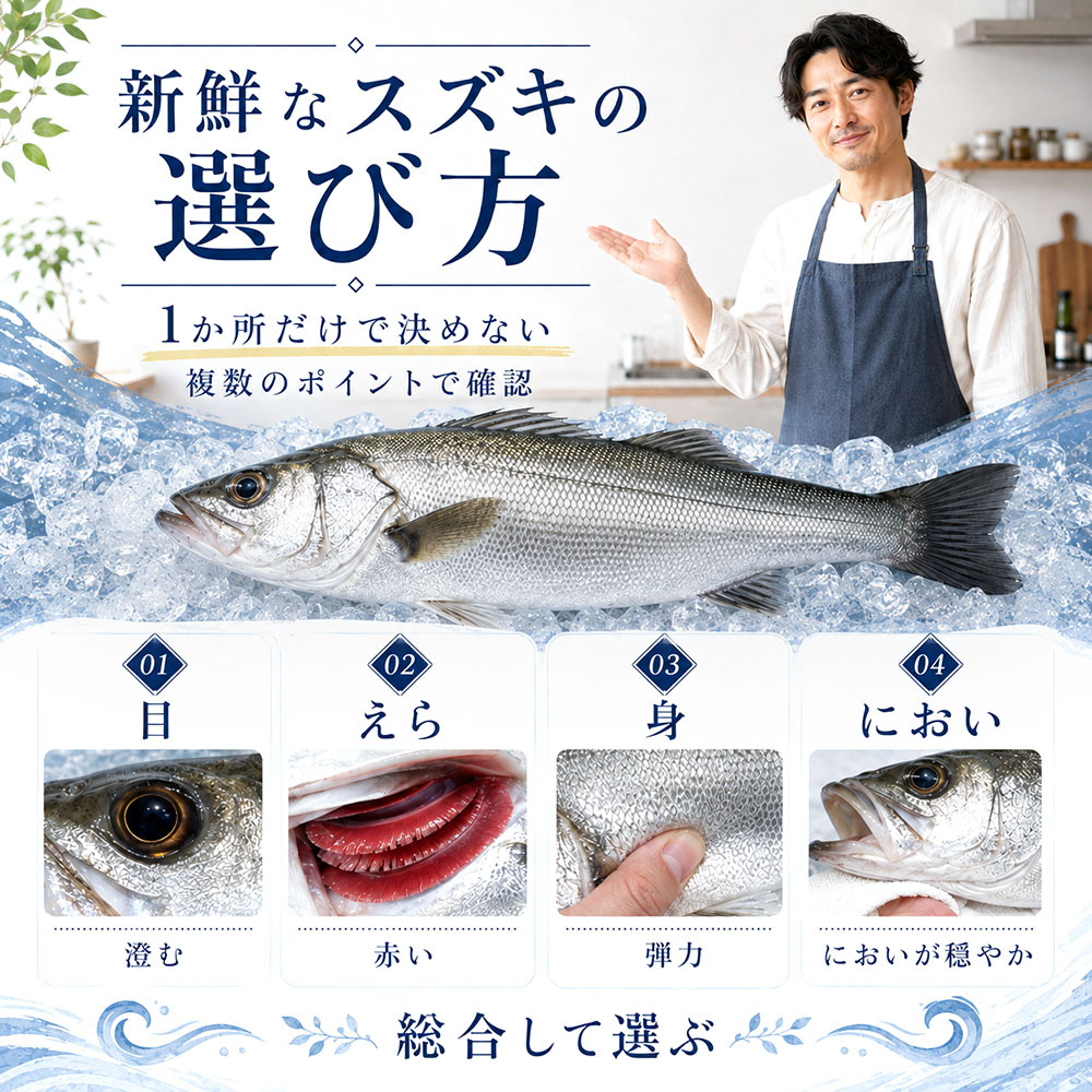 新鮮なスズキの選び方