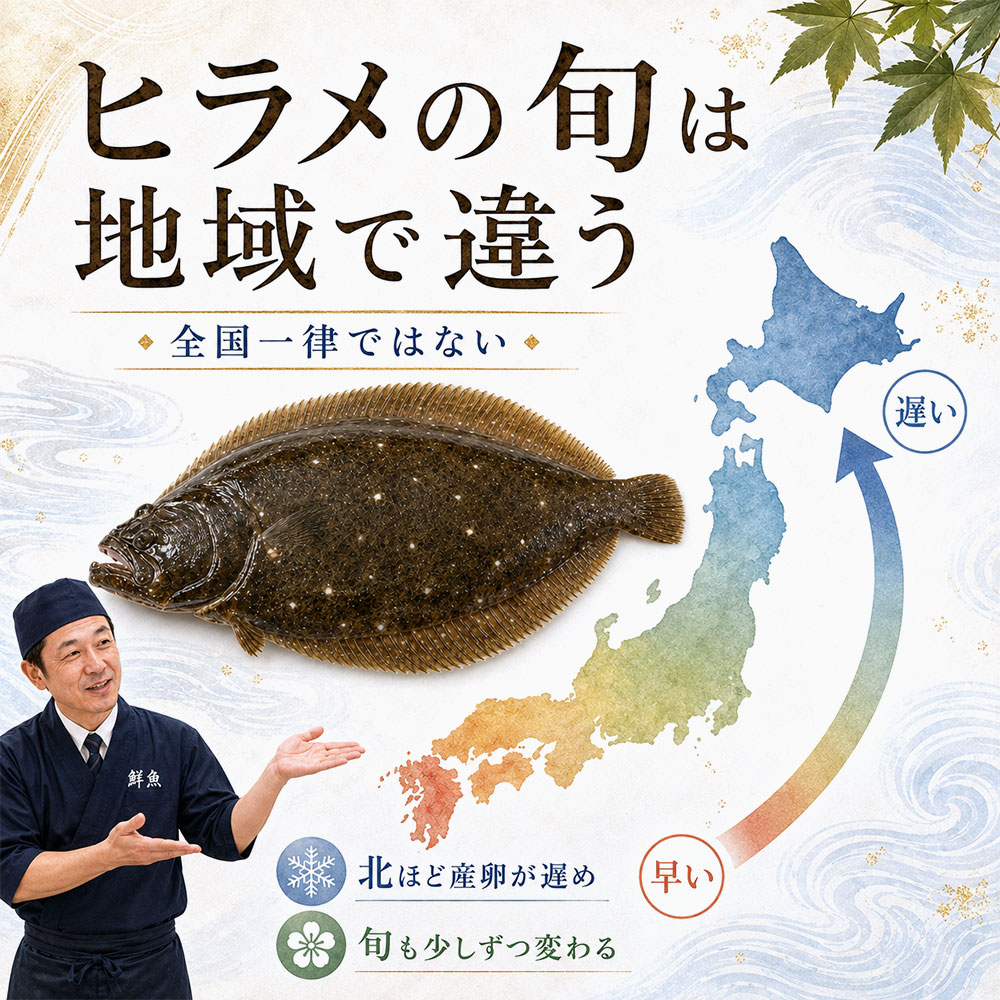 ヒラメの旬は地域によって異なる