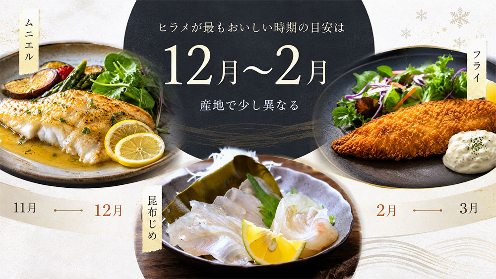 ヒラメが最もおいしい時期の目安は12月〜2月