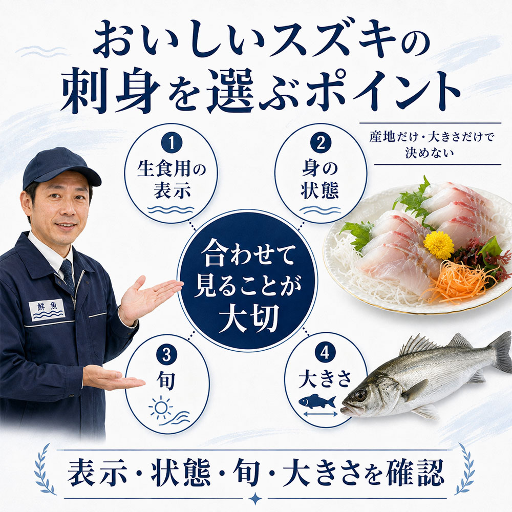 おいしいスズキの刺身を選ぶポイント