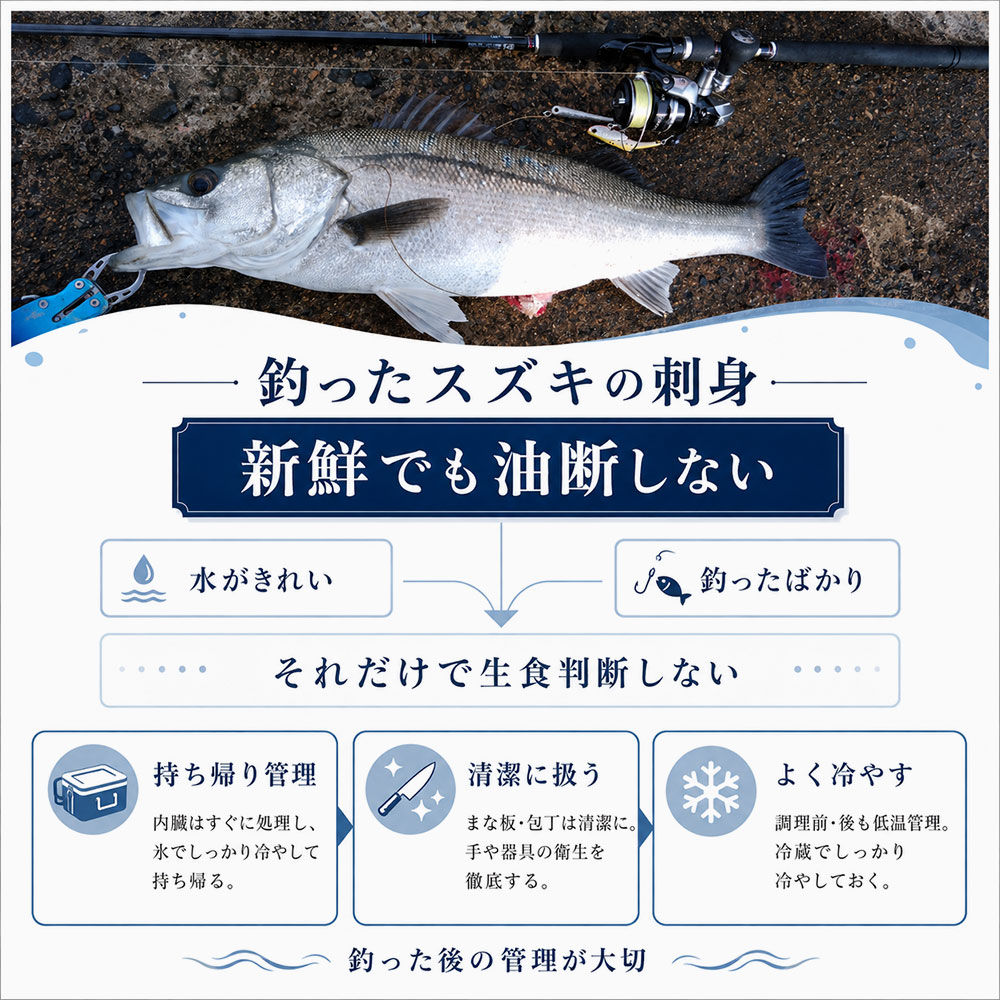釣ったスズキを刺身で食べるときの注意点