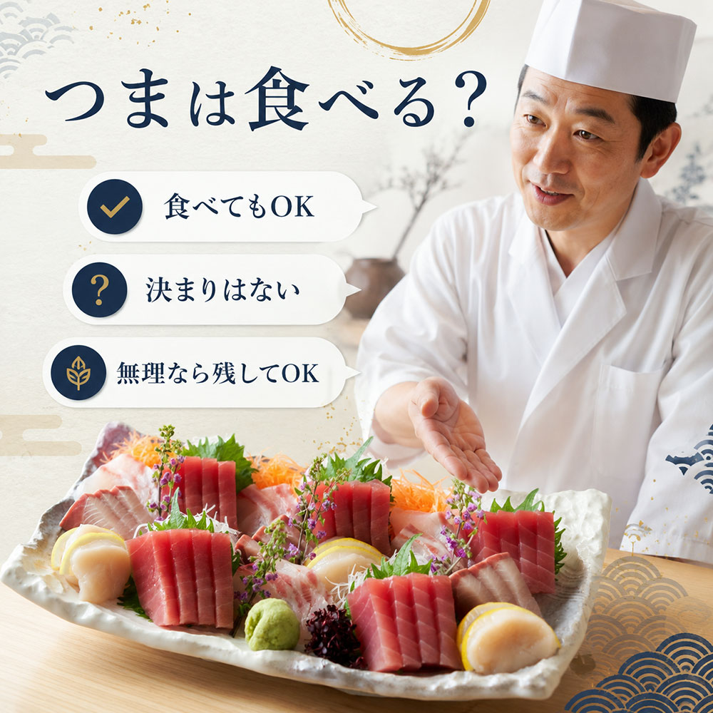 刺身の「つま」は食べる?食べない?基本的には食べても大丈夫