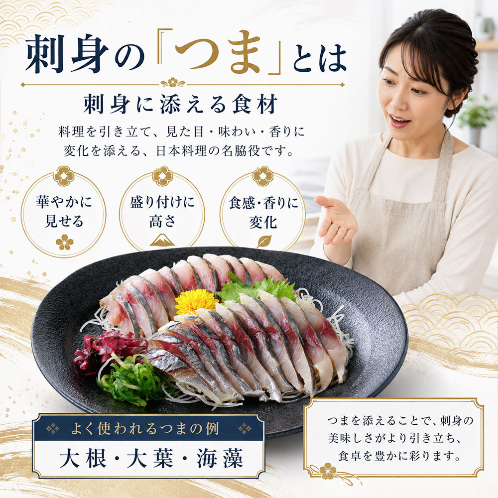 そもそも刺身の「つま」とは?役割や種類を解説