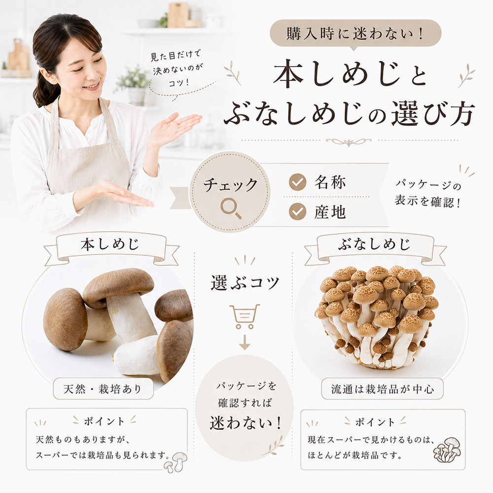 購入時に迷わない！本しめじとぶなしめじの選び方
