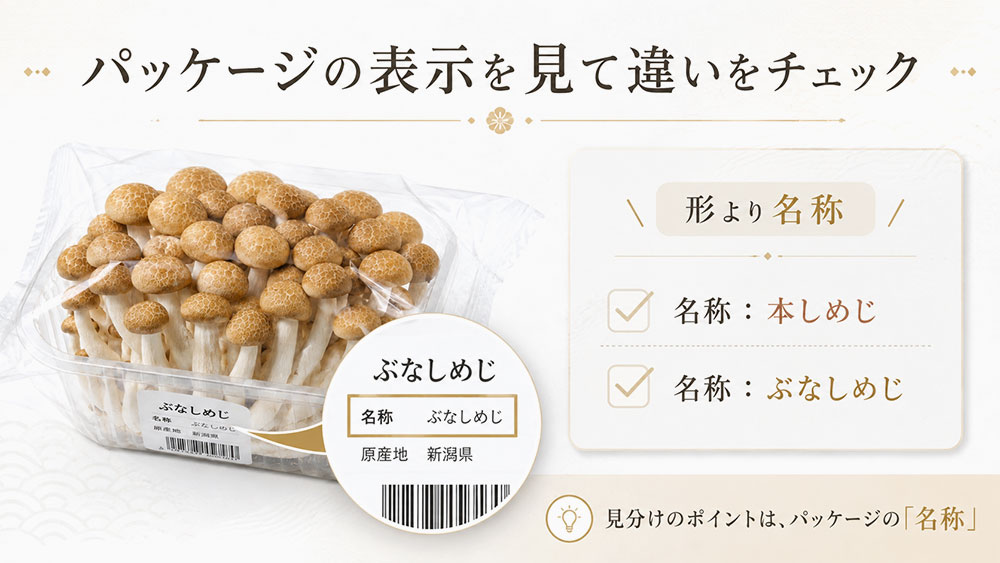 パッケージの表示を見て違いをチェック
