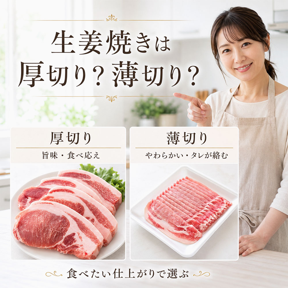生姜焼きは厚切りと薄切りのどちらがいい?