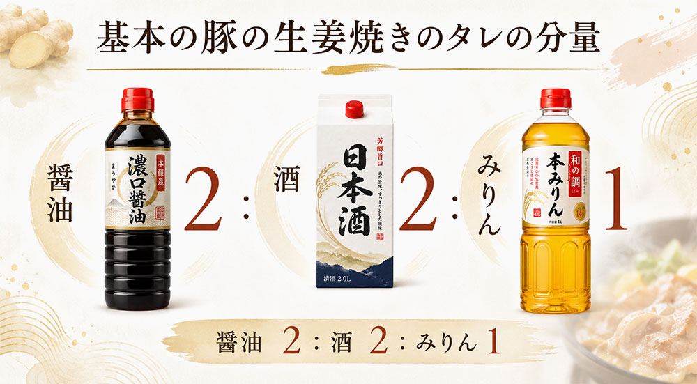 基本の豚の生姜焼きのタレの分量