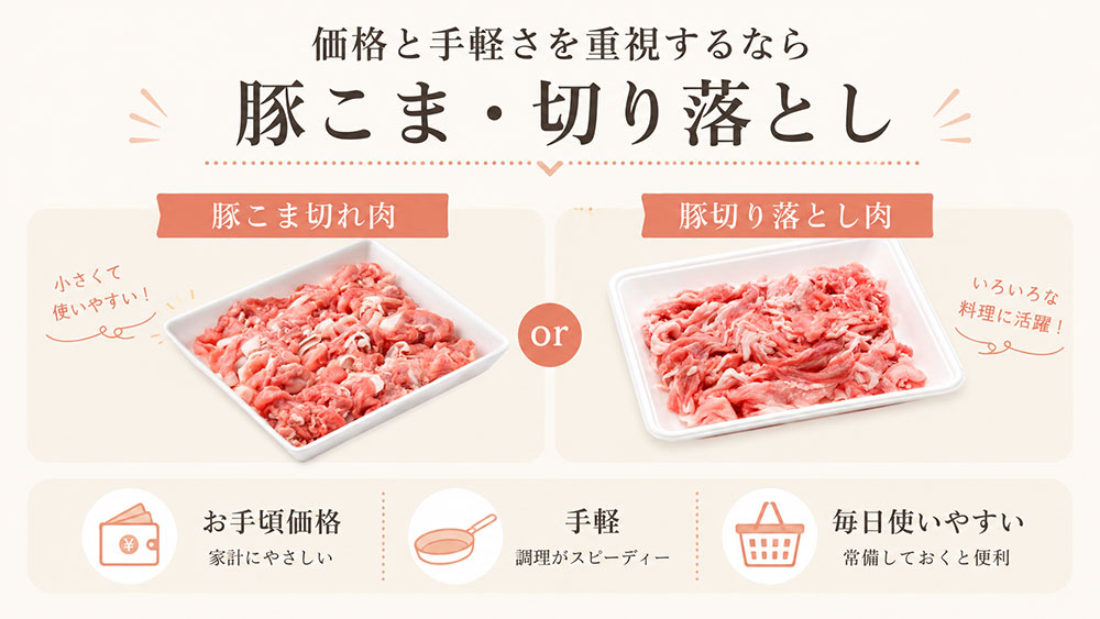 価格と手軽さを重視するなら豚こま・切り落とし