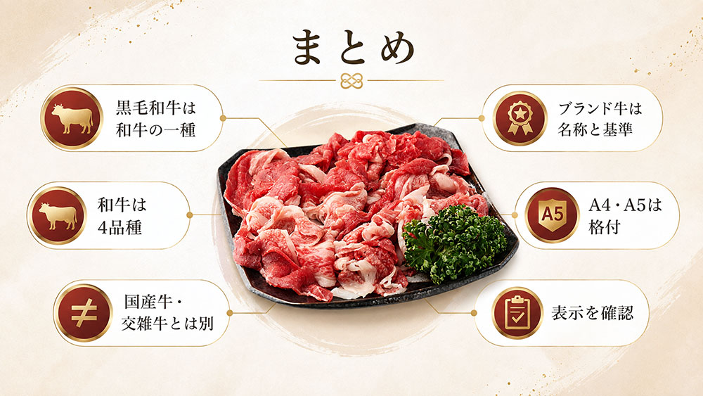 黒毛和牛と和牛の違い：まとめ