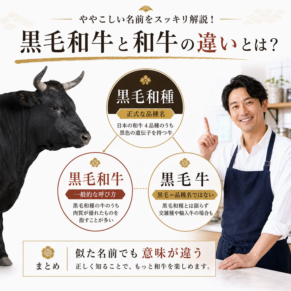 黒毛和牛とは？黒毛和種・黒毛牛との違い