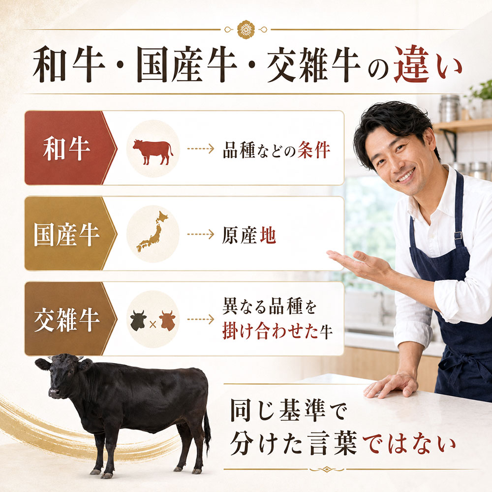 和牛・国産牛・交雑牛の違い