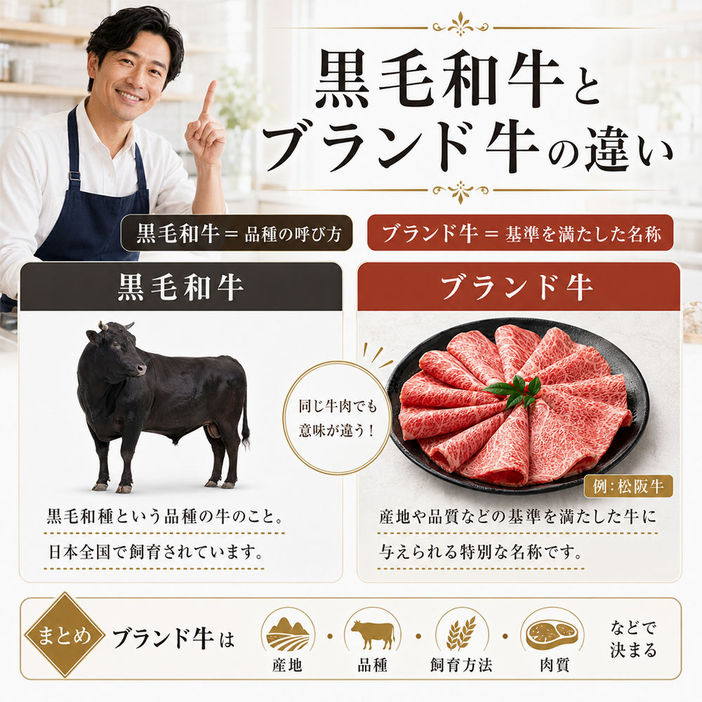 黒毛和牛とブランド牛の違い