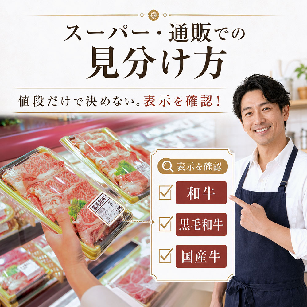 スーパーや通販で黒毛和牛と和牛を見分けるポイント
