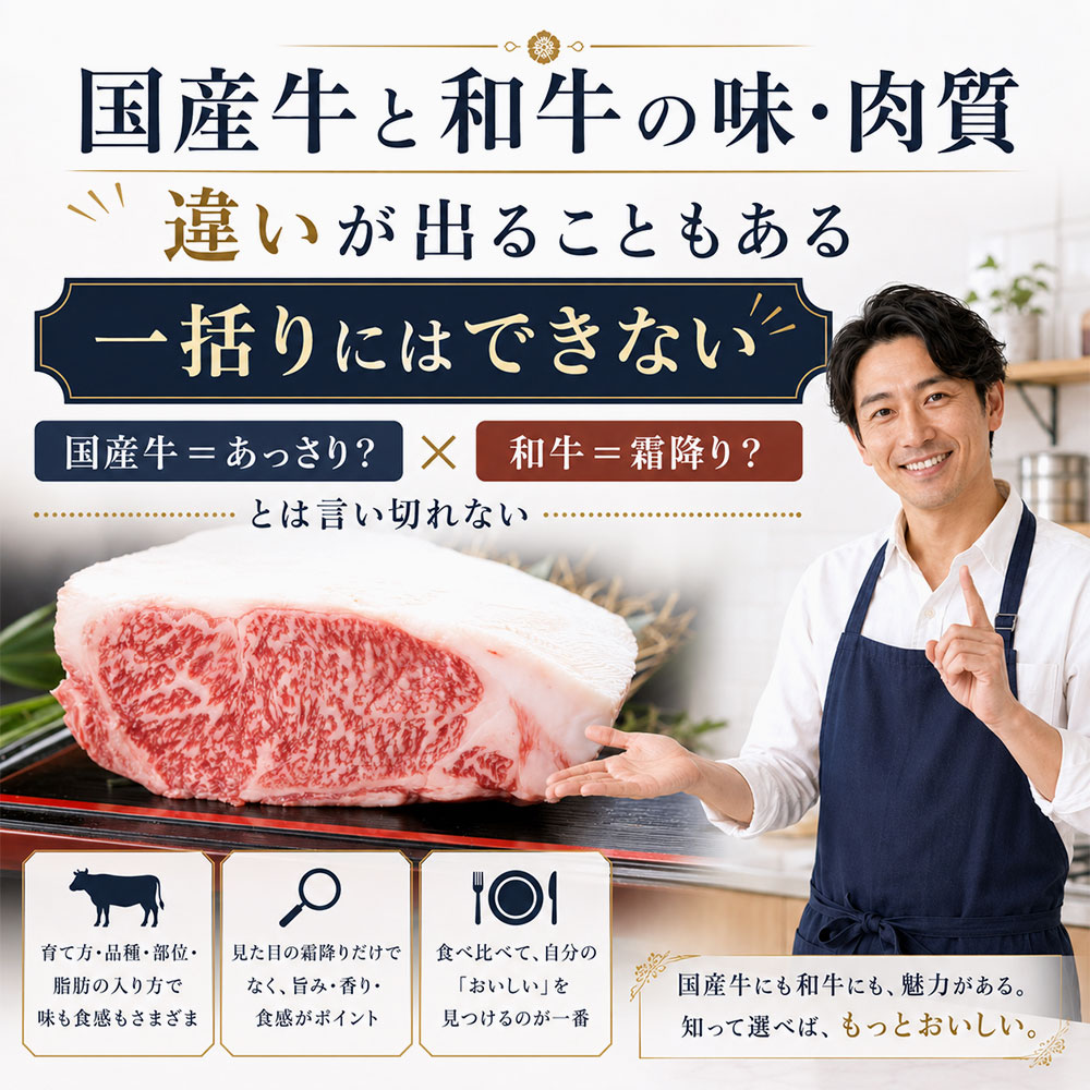 国産牛と和牛の味・肉質に違いはある？