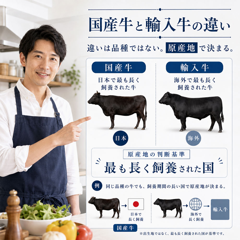 国産牛と輸入牛の違いを一覧で比較
