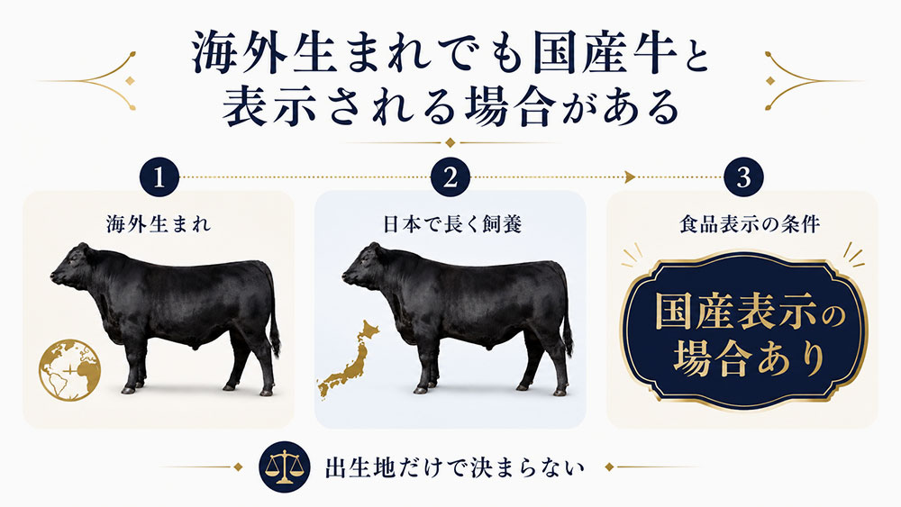 海外生まれでも国産牛と表示される場合がある