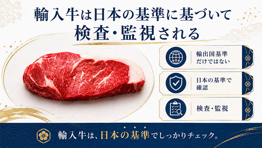 輸入牛は日本の基準に基づいて検査・監視される