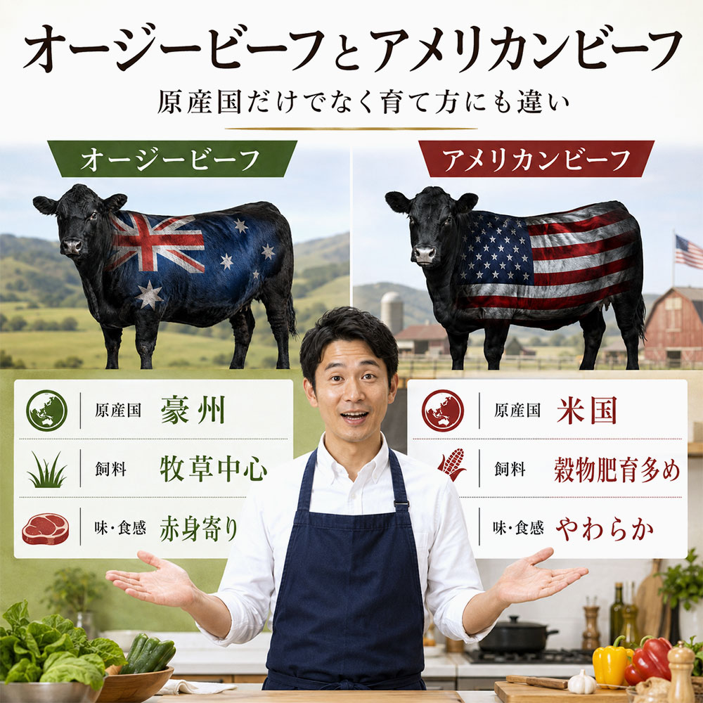 オージービーフとアメリカンビーフは何が違う？