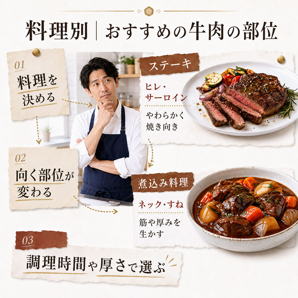 料理別｜おすすめの牛肉の部位