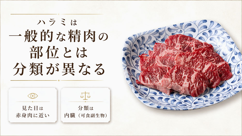 ハラミは一般的な精肉の部位とは分類が異なる