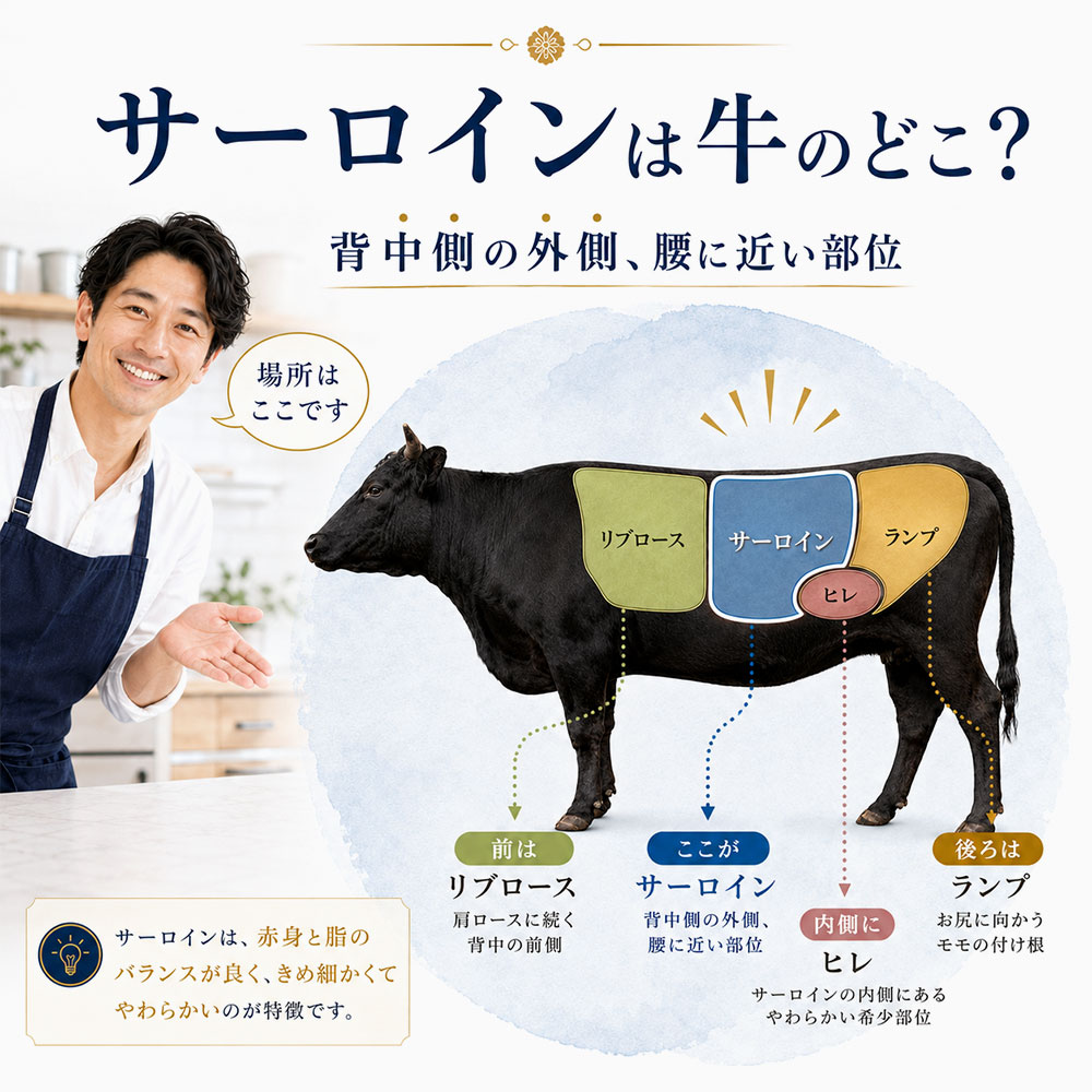 サーロインは牛のどこの部位？