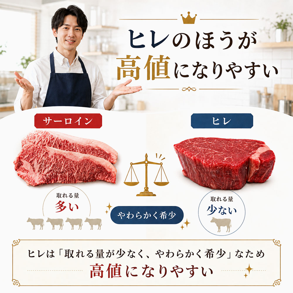 サーロインとヒレはどっちが高い?希少性と値段の違い