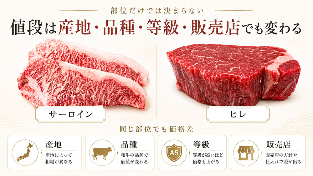 値段は産地・品種・等級・販売店でも変わる