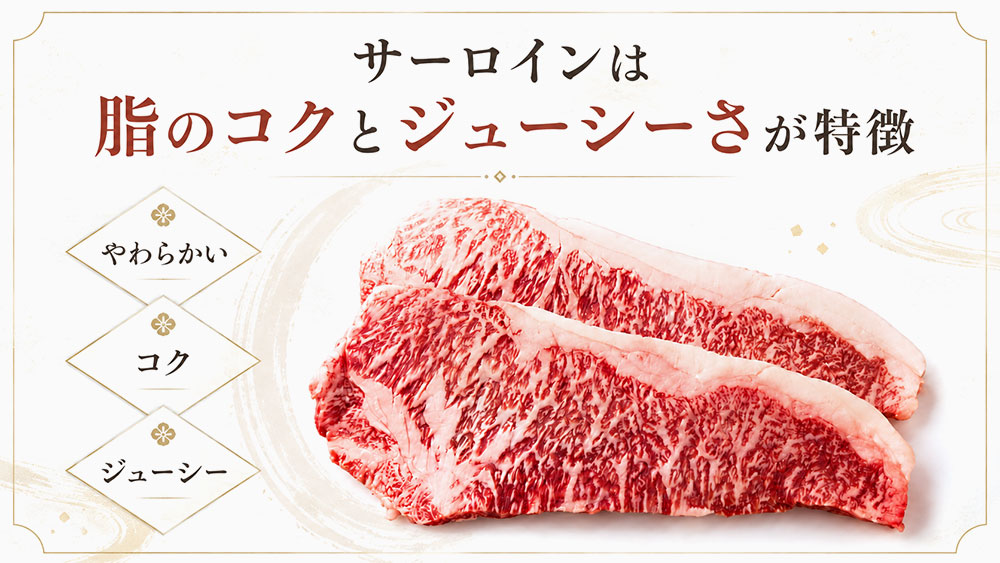 サーロインは脂のコクとジューシーさが特徴