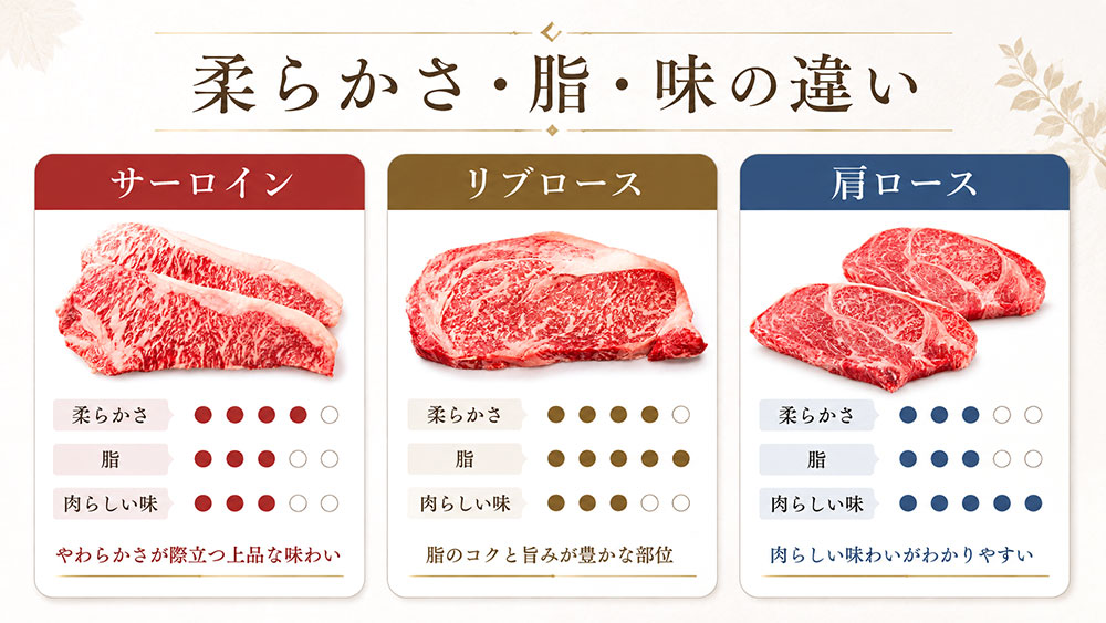 柔らかさ・脂・味の違い