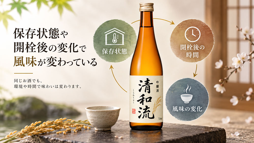 保存状態や開栓後の変化で風味が変わっている