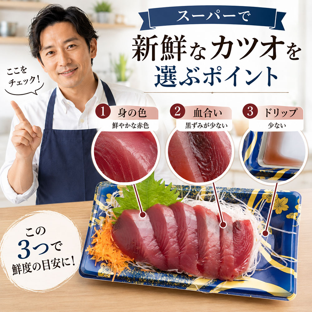 スーパーで新鮮なカツオを選ぶポイント