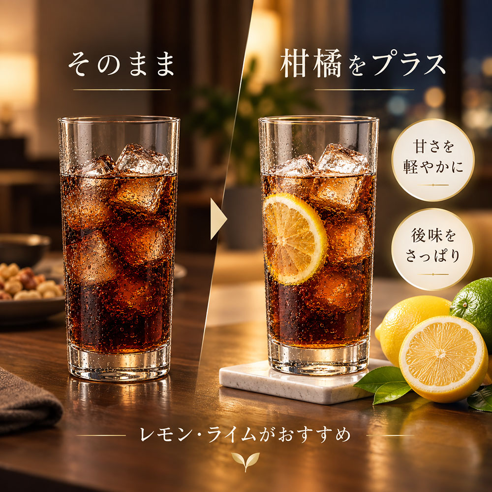 レモンなどを加えて日本酒のコーラ割りをアレンジ