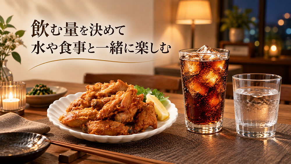 飲む量を決めて水や食事と一緒に楽しむ