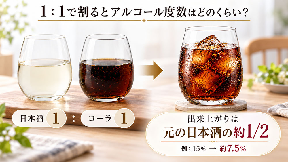 1：1で割るとアルコール度数はどのくらい？