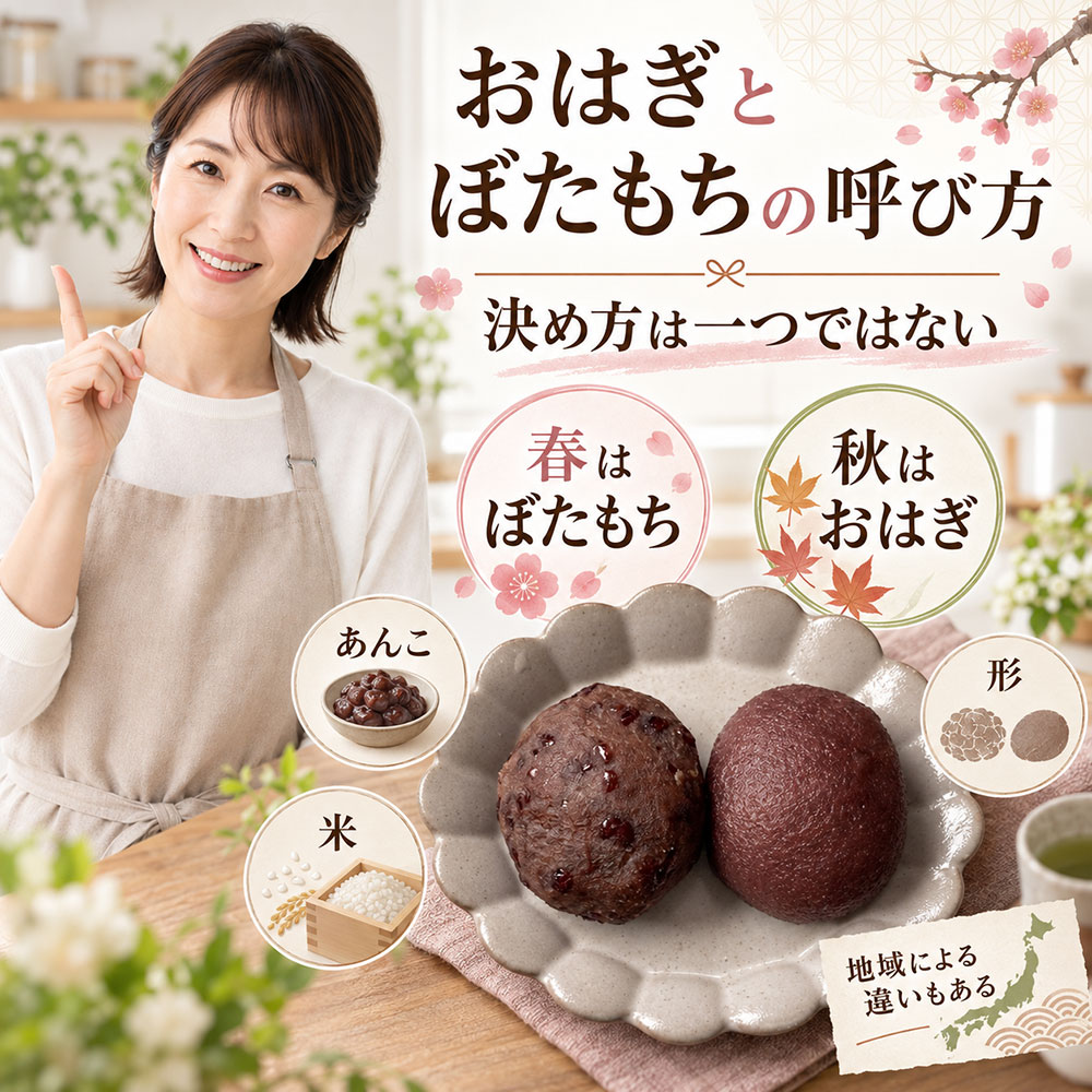 おはぎとぼたもちの呼び分けにはいくつかの説がある