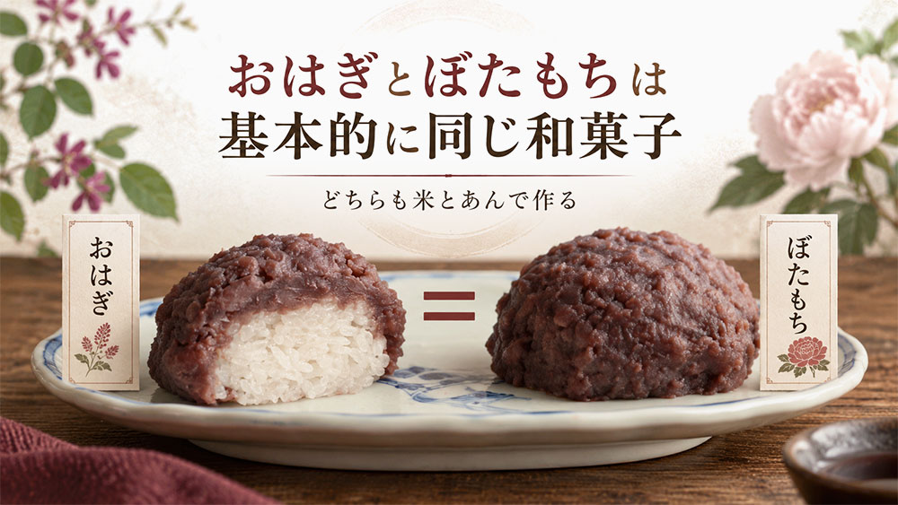 おはぎとぼたもちは基本的に同じ和菓子