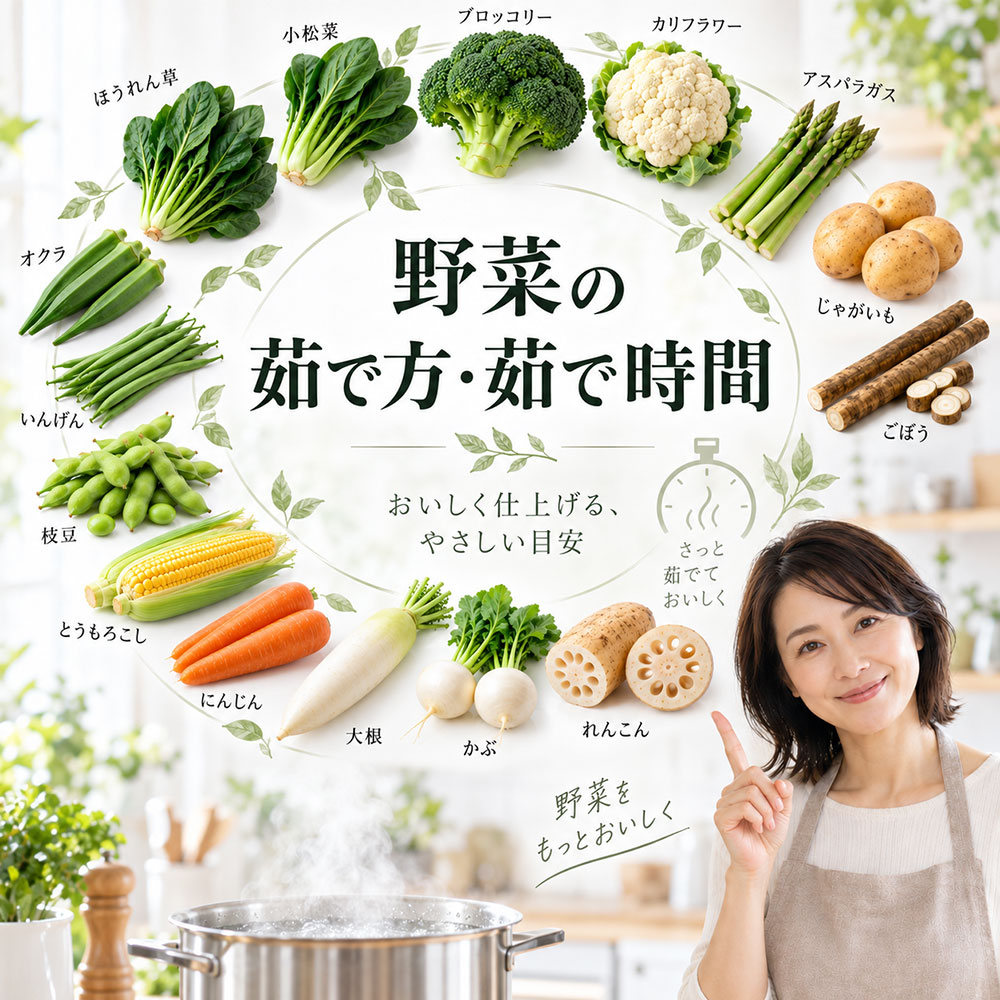 野菜の茹で方・茹で時間一覧