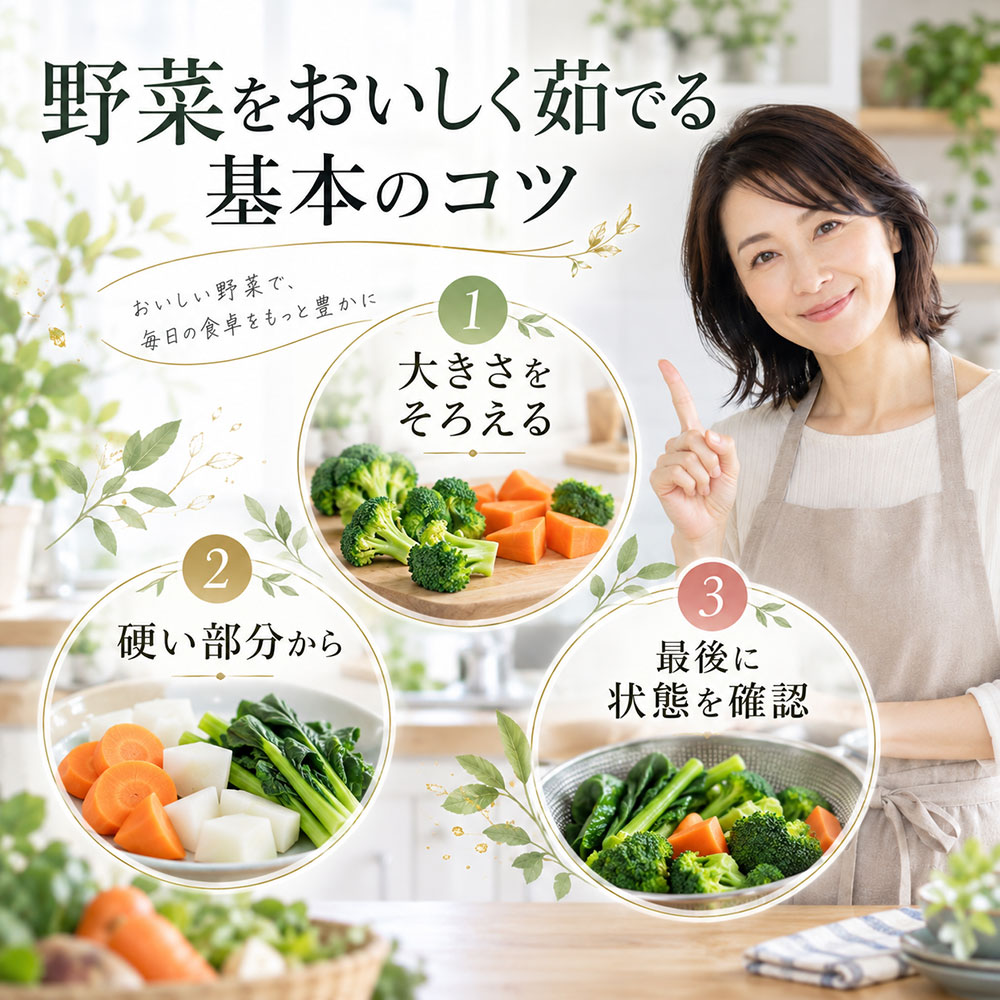 野菜をおいしく茹でる基本のコツ