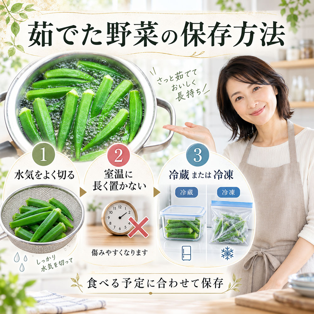 茹でた野菜の保存方法