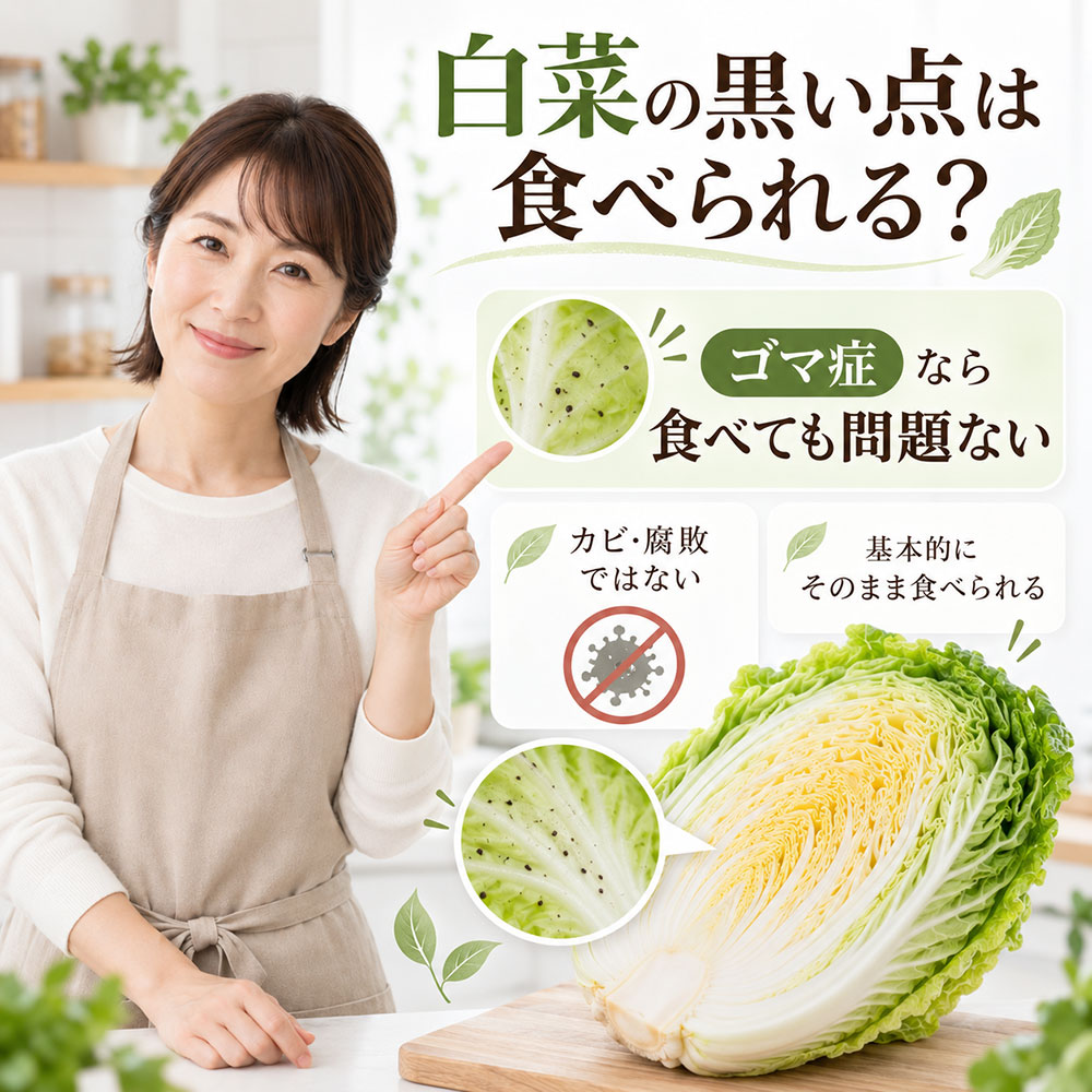 白菜の黒い点は食べられる?ゴマ症なら食べても問題ない