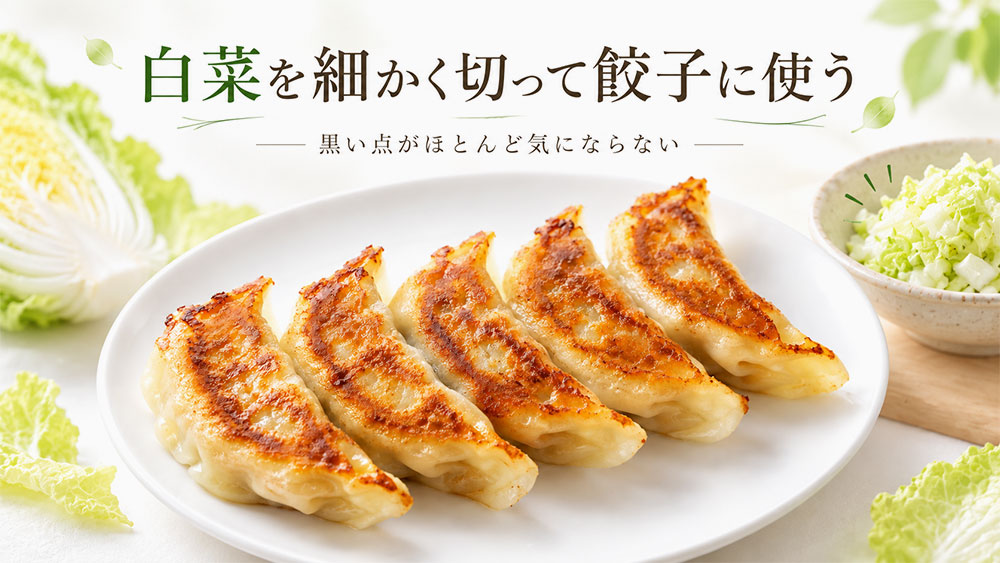 白菜を細かく切って餃子に使う