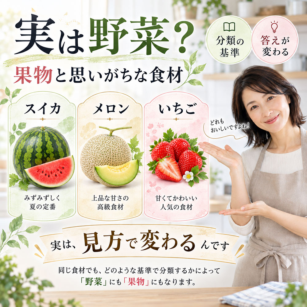 野菜？果物？迷いやすい食材を一覧で比較