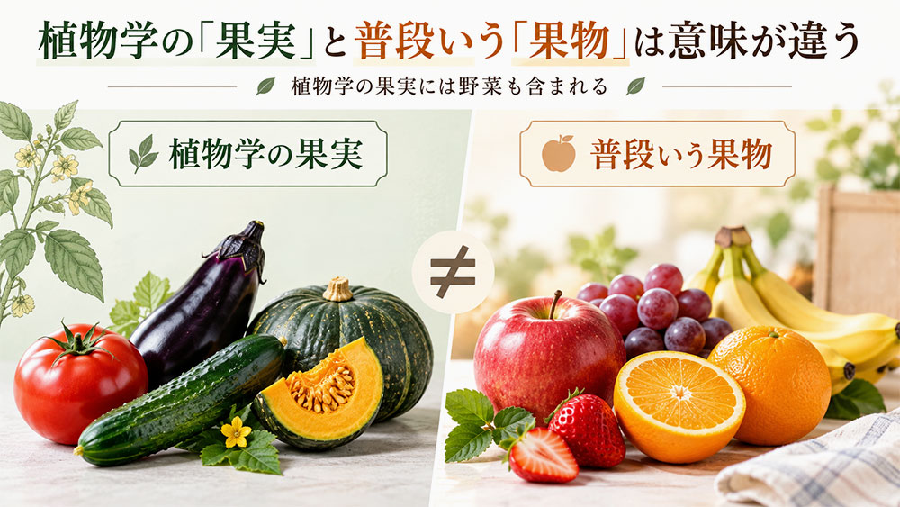 植物学の「果実」と普段いう「果物」は意味が違う