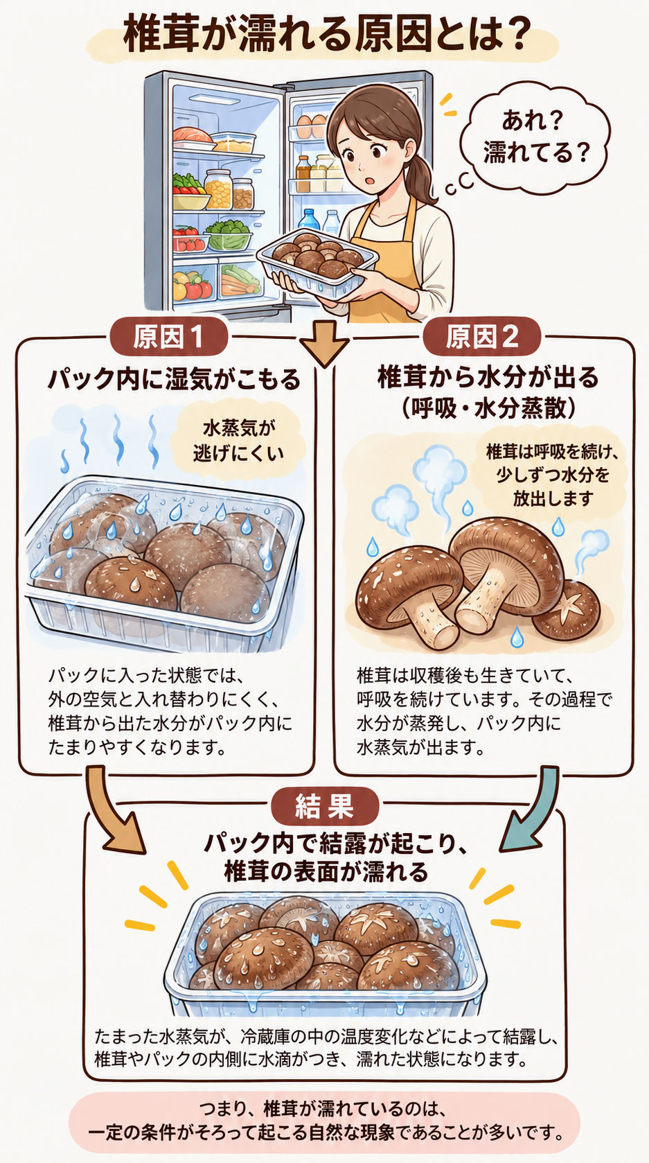 椎茸が濡れた状態になるのはなぜ?