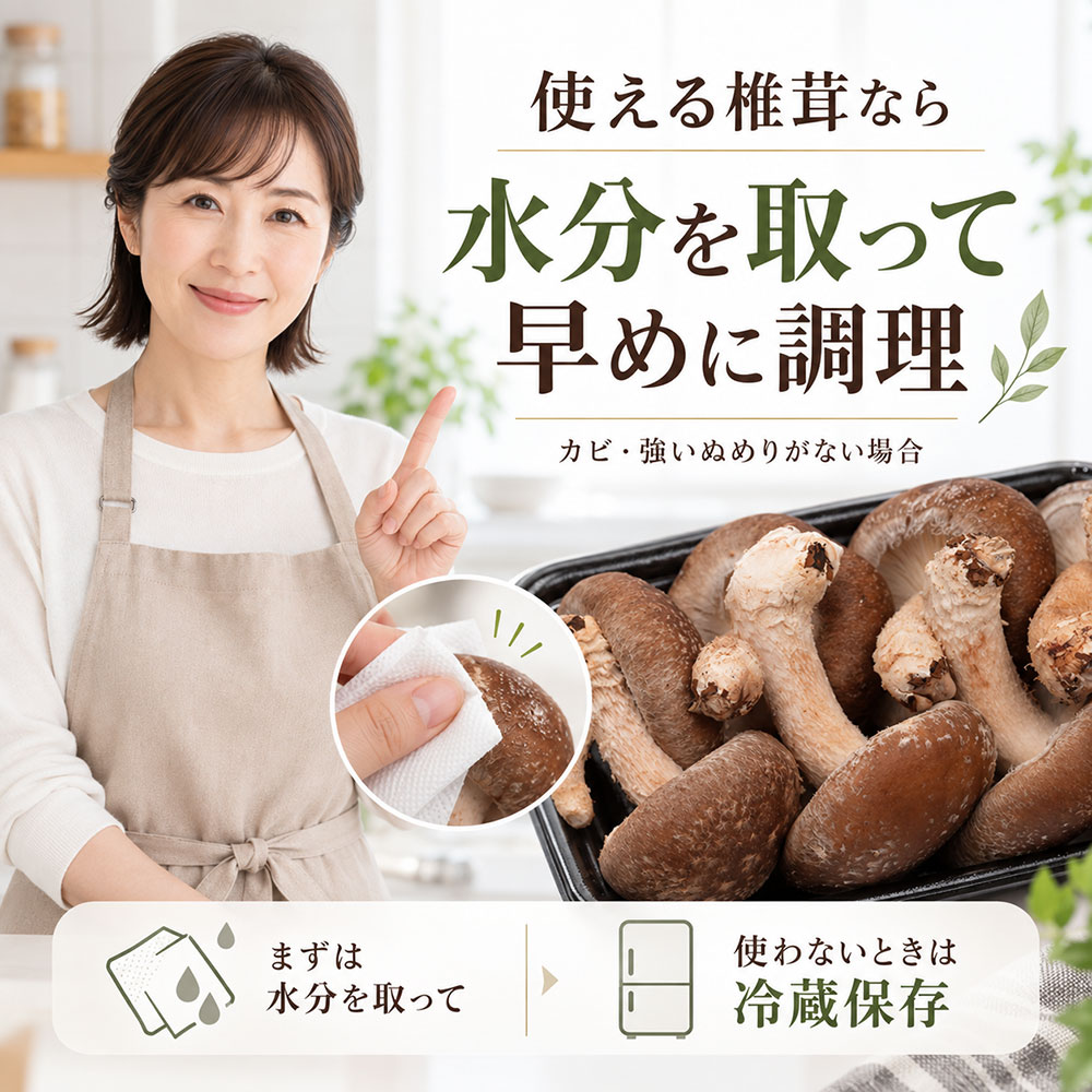 濡れた椎茸の対処方法