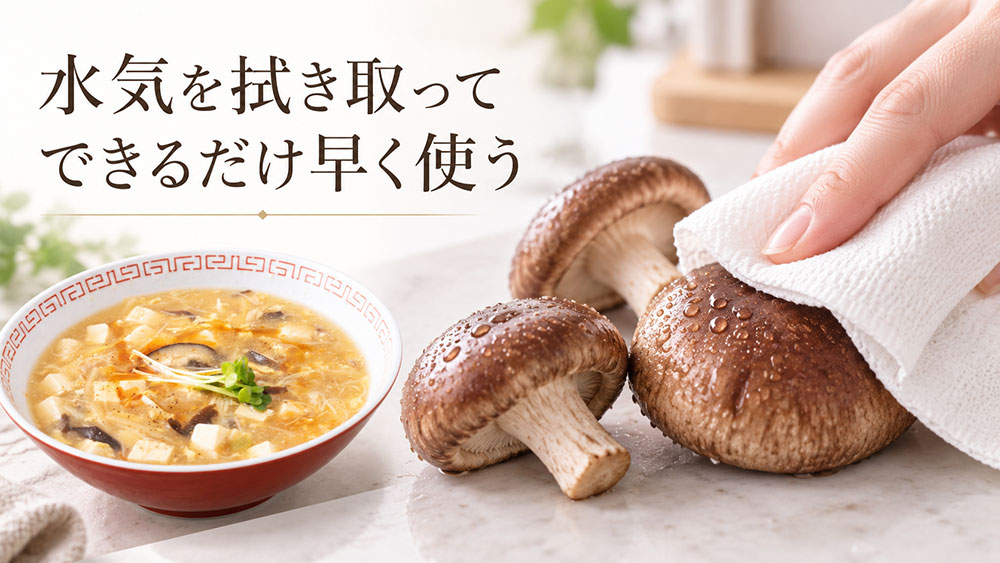 水気を拭き取ってできるだけ早く使う
