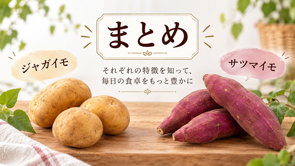 ジャガイモとサツマイモの違いと使い分け:まとめ
