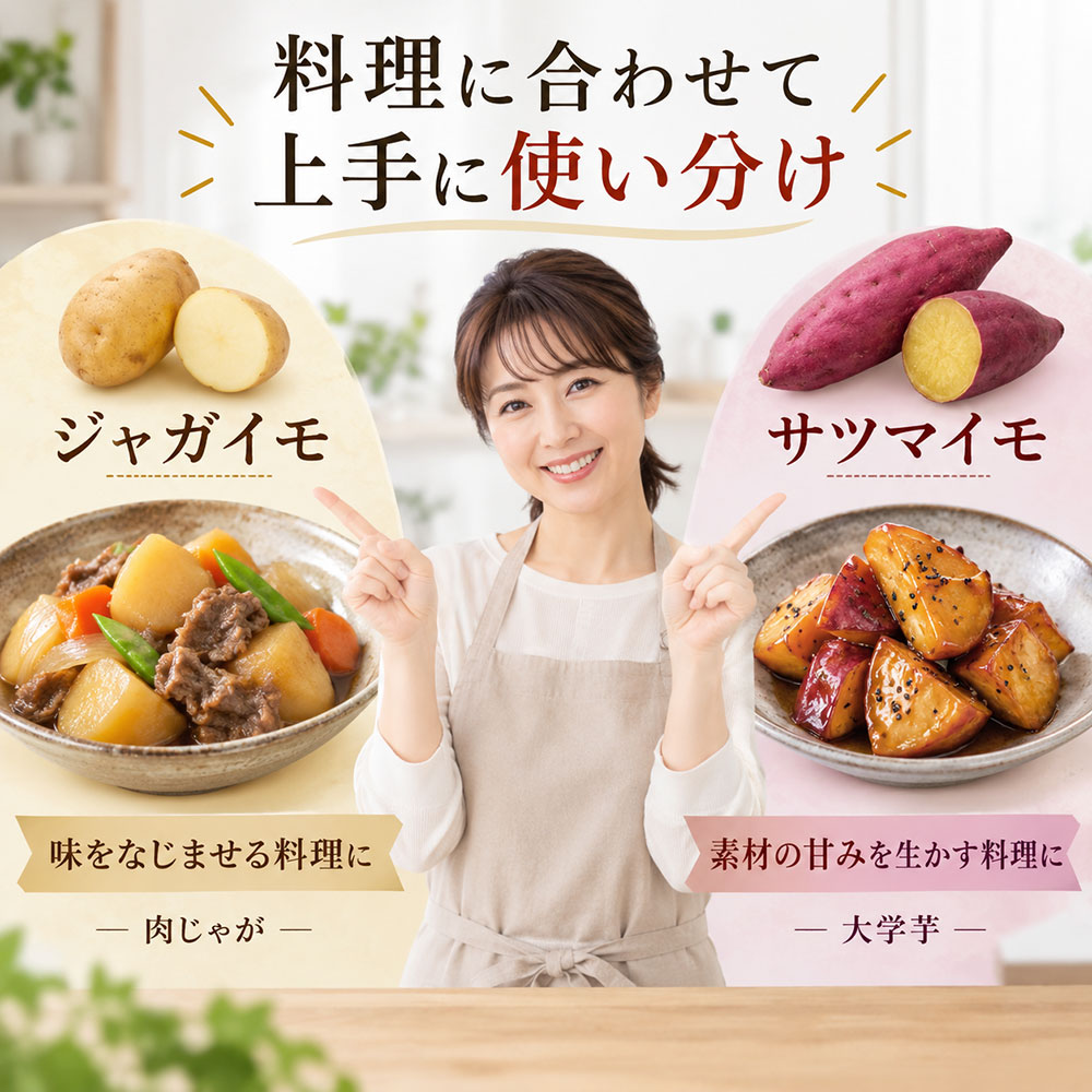 ジャガイモとサツマイモは料理でどう使い分ける?