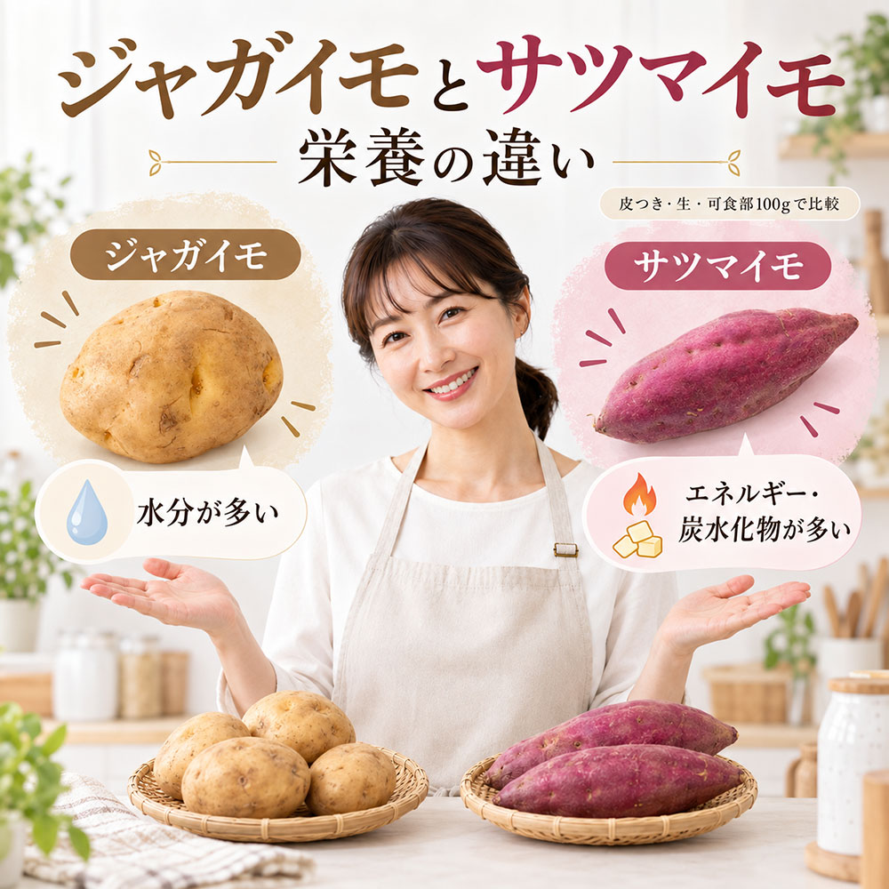 ジャガイモとサツマイモの栄養・カロリーの違い