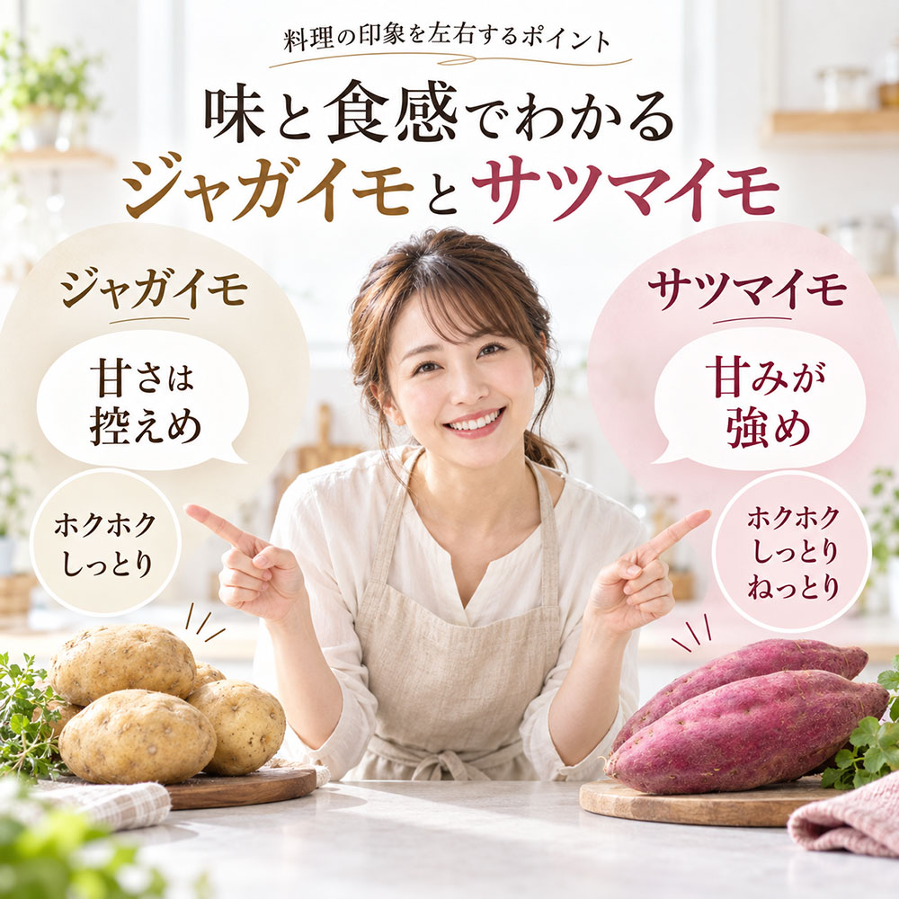 ジャガイモとサツマイモの味・食感の違い